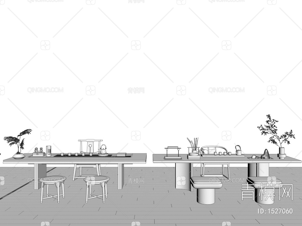 茶桌椅组合3D模型下载【ID:1527060】
