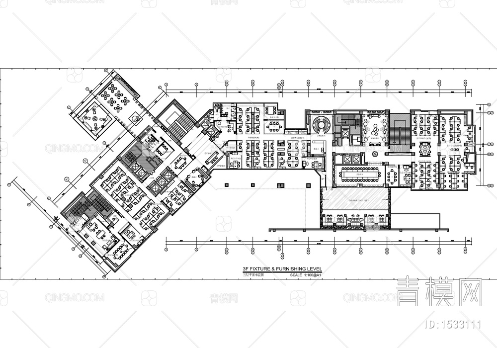 5000㎡两层地产公司办公室施工图 办公楼 办公空间 会议室 办公室【ID:1533111】