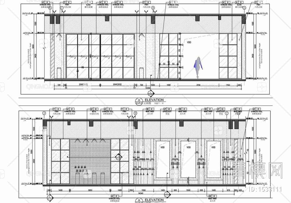 5000㎡两层地产公司办公室施工图 办公楼 办公空间 会议室 办公室【ID:1533111】