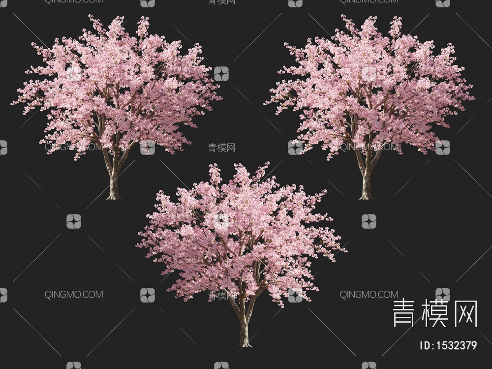 樱花树， 桃花树，开花树3D模型下载【ID:1532379】