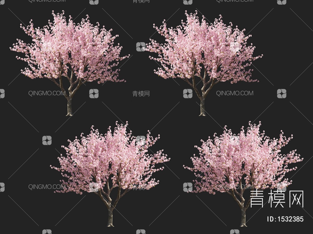 樱花树， 桃花树，开花树3D模型下载【ID:1532385】