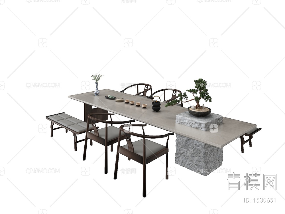 茶桌椅3D模型下载【ID:1530651】
