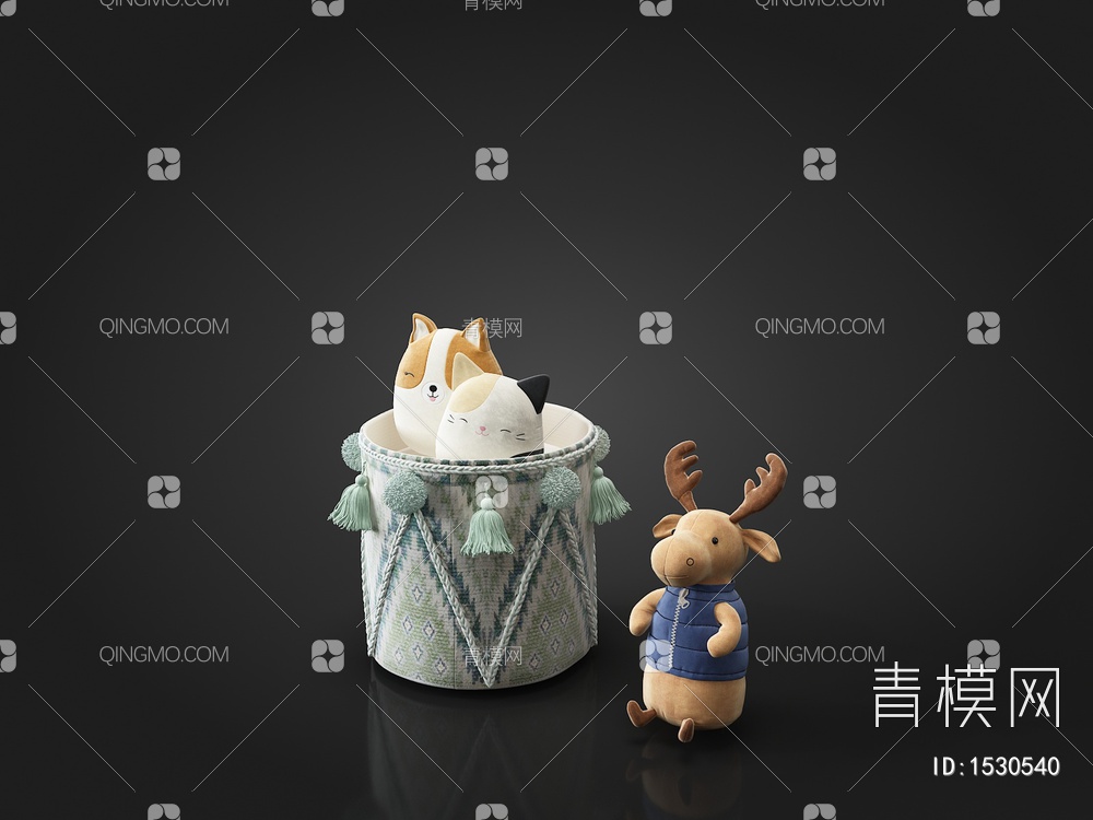 玩偶 玩具桶3D模型下载【ID:1530540】