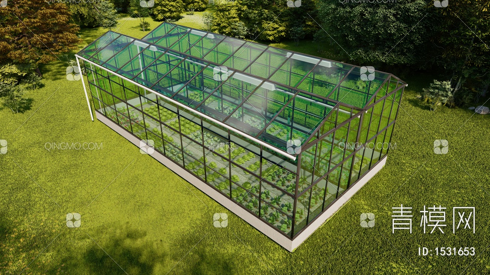 玻璃房温室大棚菜地菜园SU模型下载【ID:1531653】