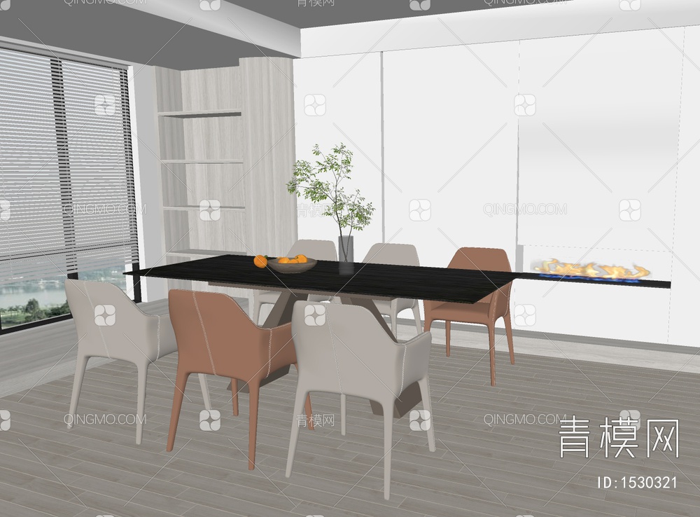 餐桌椅组合SU模型下载【ID:1530321】