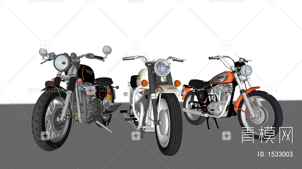 摩托车 摩托车组合 机动车SU模型下载【ID:1533003】