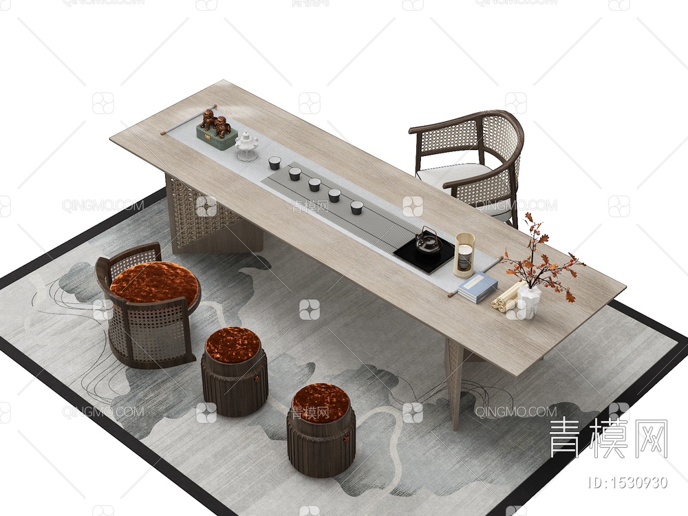 茶桌椅3D模型下载【ID:1530930】