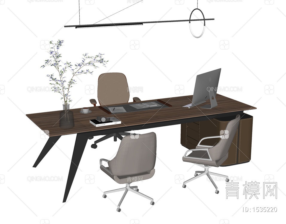 办公桌椅组合SU模型下载【ID:1535220】