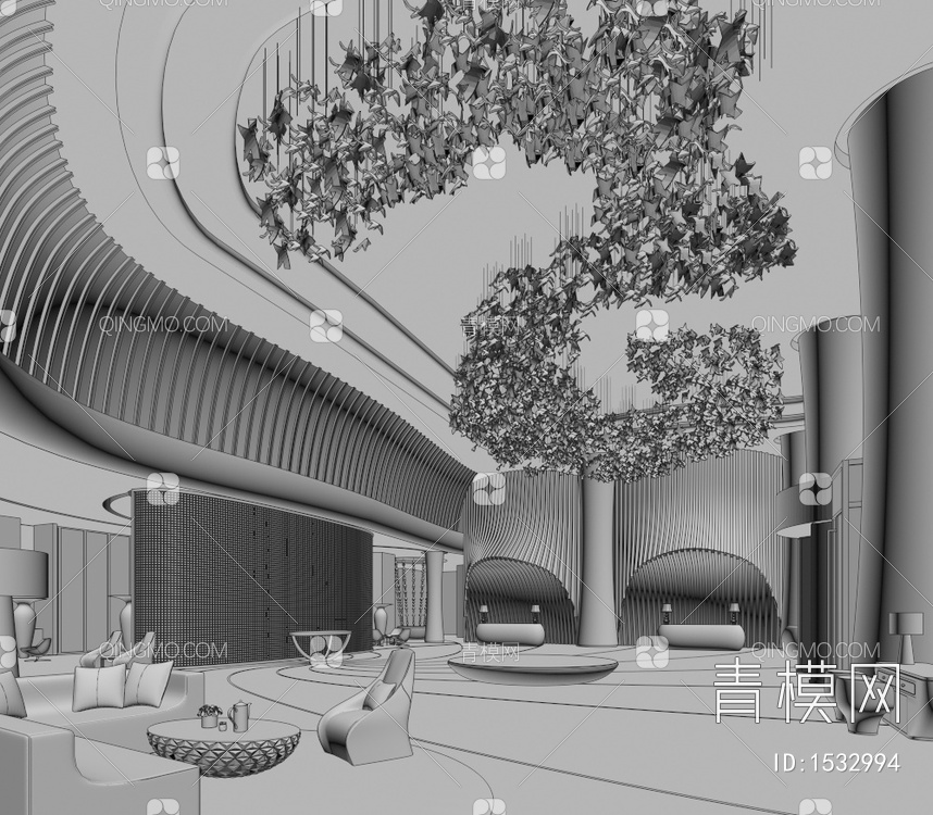酒店-大堂3D模型下载【ID:1532994】