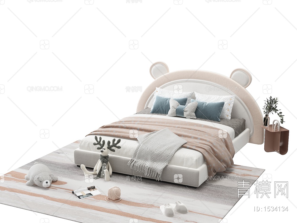 儿童双人床3D模型下载【ID:1534134】