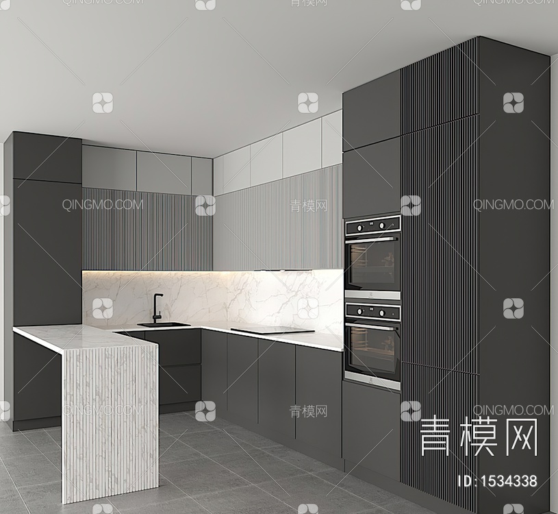 厨房橱柜3D模型下载【ID:1534338】