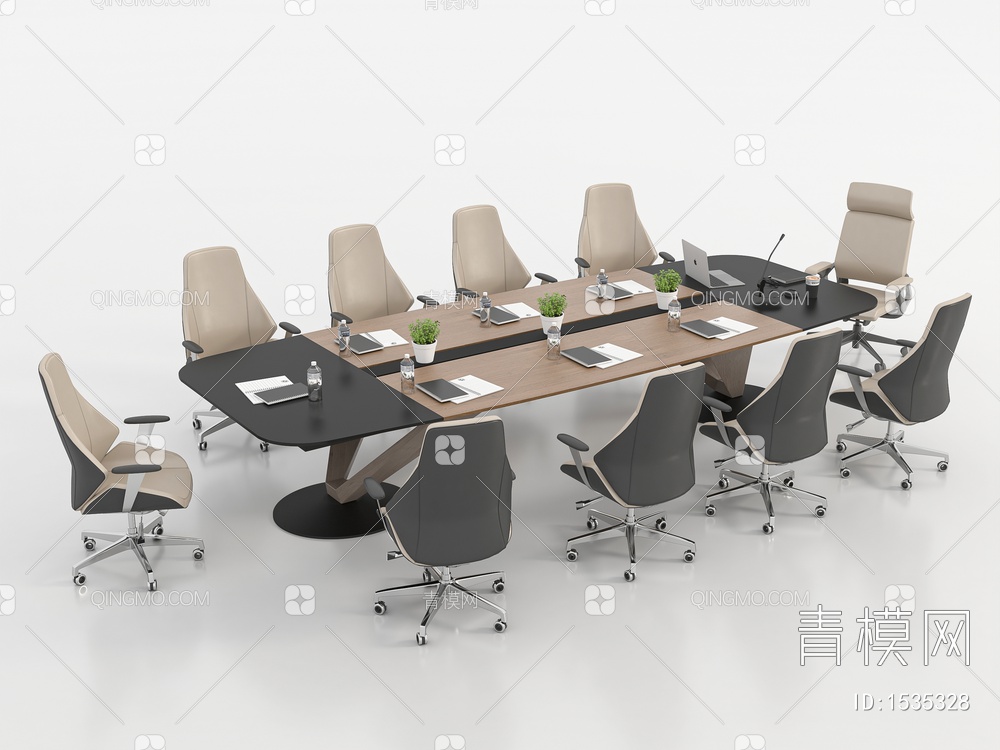会议桌椅组合3D模型下载【ID:1535328】