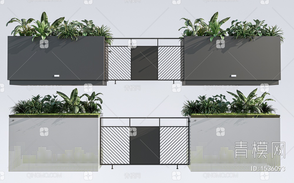 花箱 外摆小品 外摆花箱 商业街花箱SU模型下载【ID:1536093】