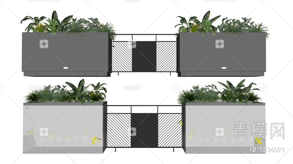 花箱 外摆小品 外摆花箱 商业街花箱SU模型下载【ID:1536093】