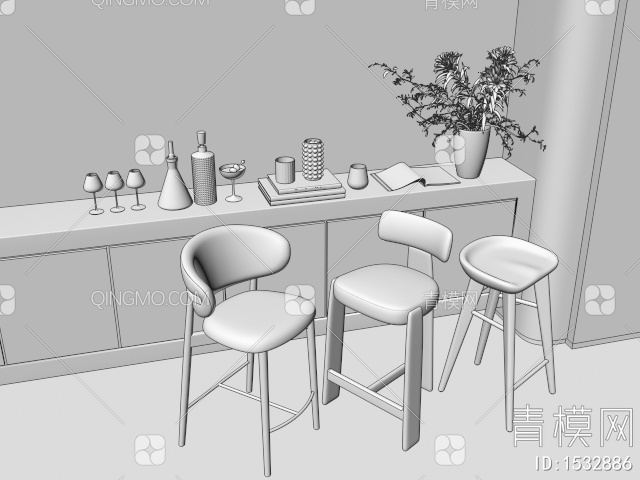 吧台吧椅3D模型下载【ID:1532886】