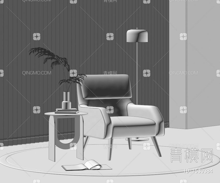 单人沙发3D模型下载【ID:1530384】