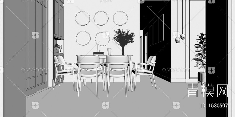 客餐厅，茶室玄关3D模型下载【ID:1530507】