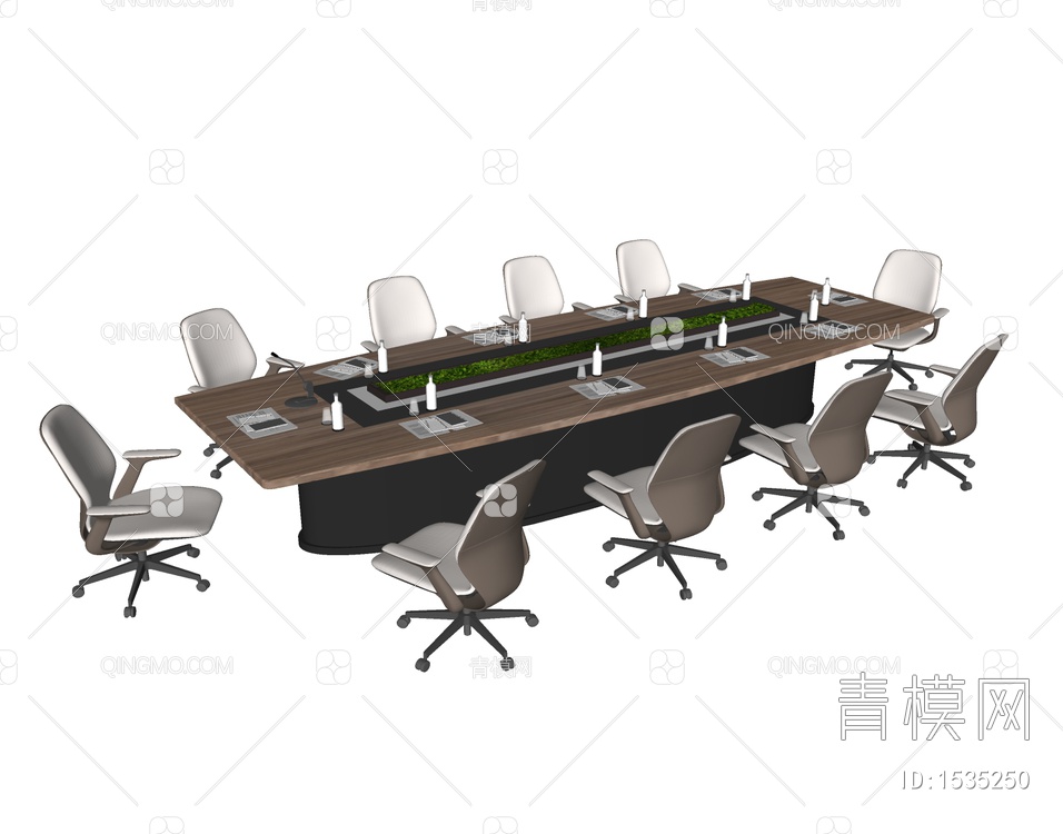 会议桌椅组合SU模型下载【ID:1535250】