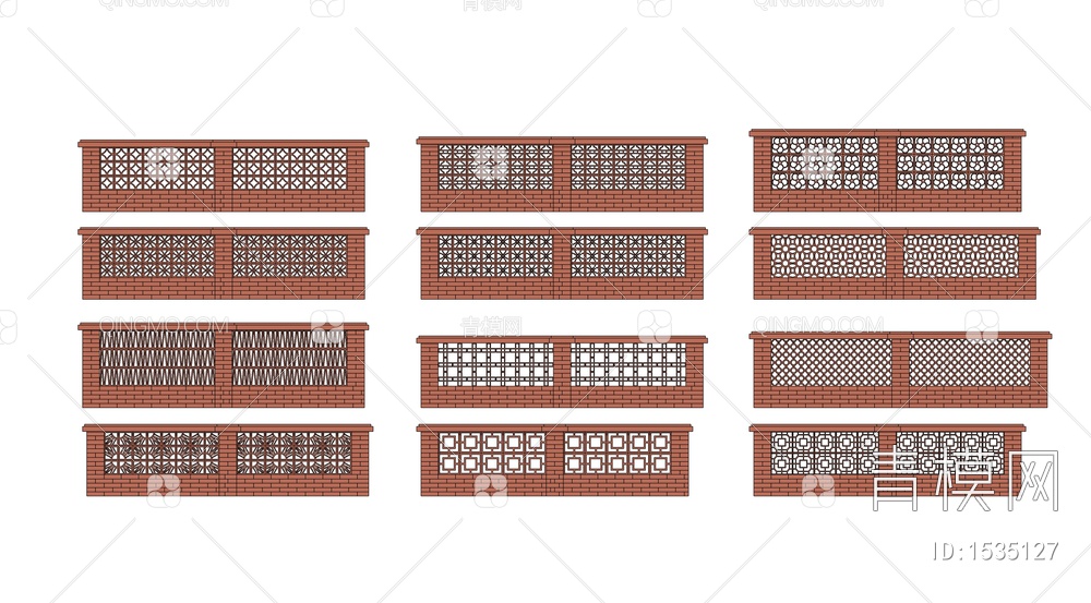红砖围墙SU模型下载【ID:1535127】