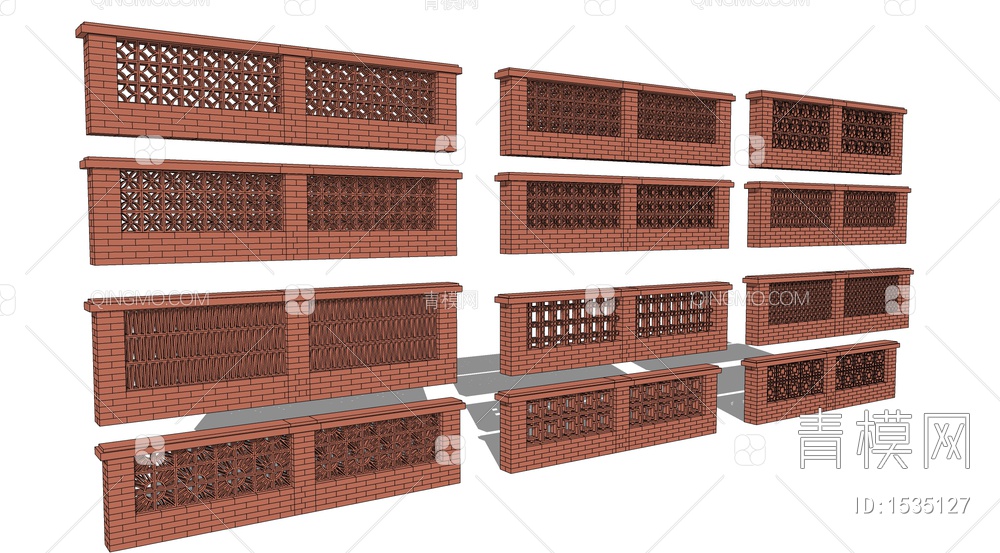 红砖围墙SU模型下载【ID:1535127】