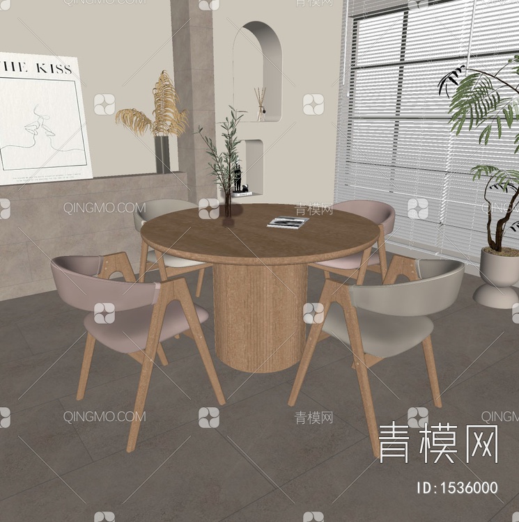 餐桌椅SU模型下载【ID:1536000】