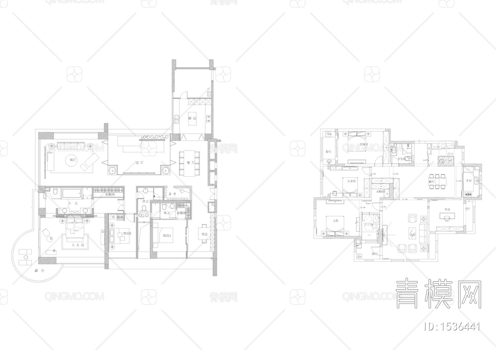 大平层-别墅-小户型-CAD平面图案例整理合集【ID:1536441】