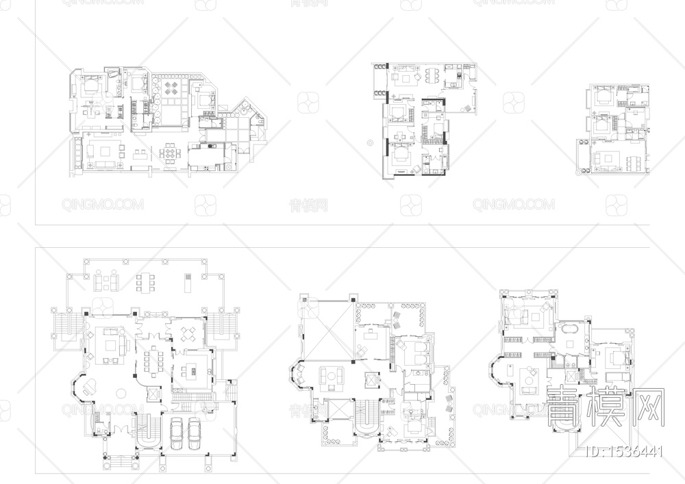 大平层-别墅-小户型-CAD平面图案例整理合集【ID:1536441】