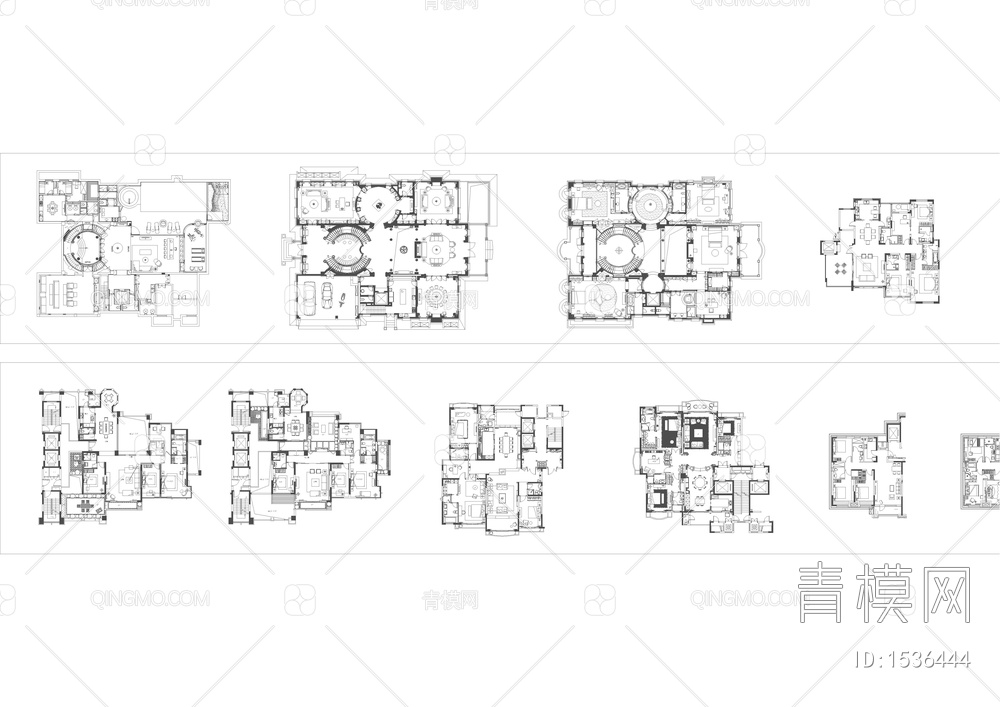大平层-别墅-小户型-CAD平面图案例整理合集【ID:1536444】