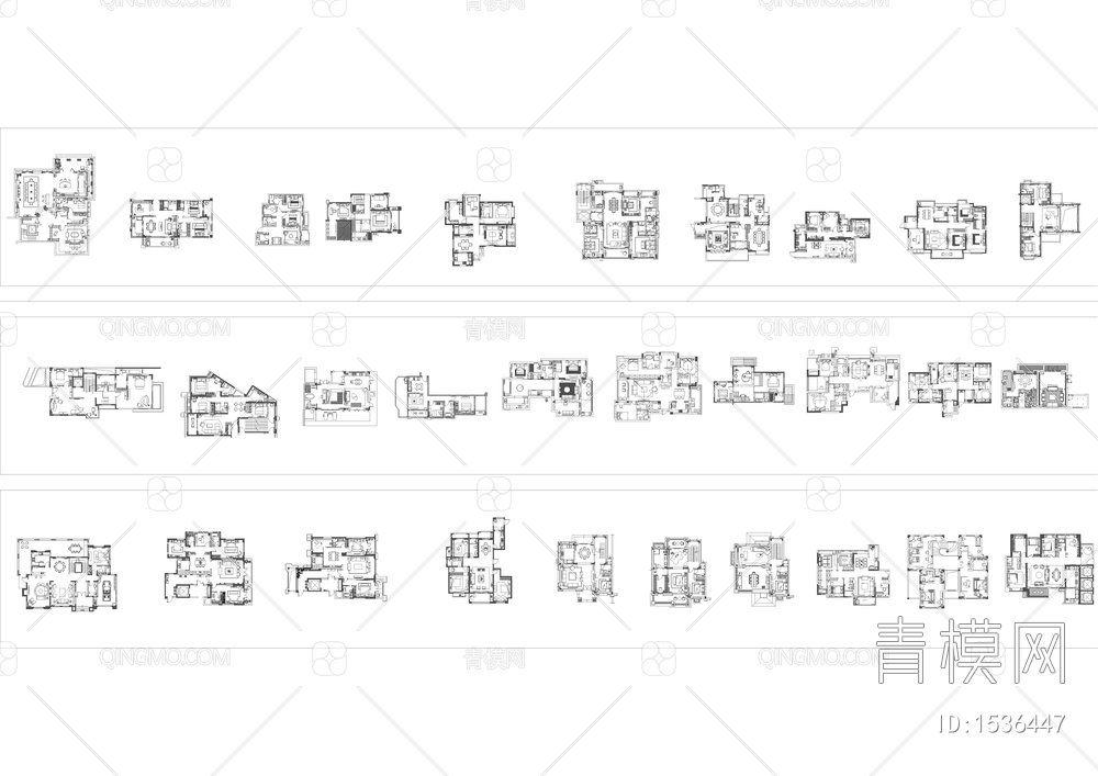 大平层-别墅-小户型-CAD平面图案例整理合集【ID:1536447】