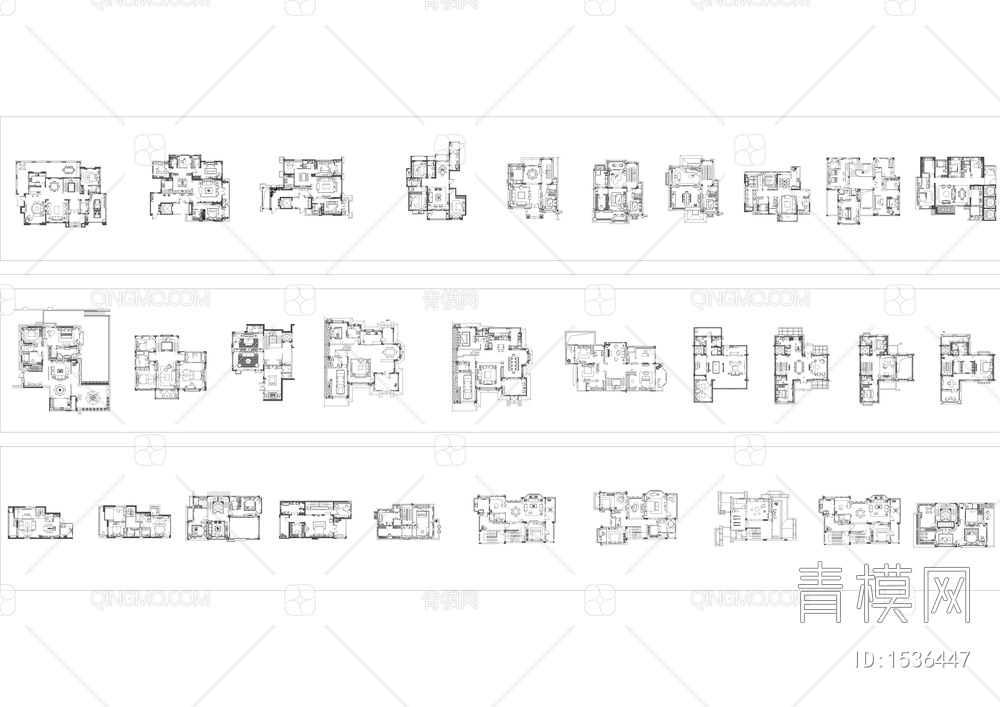 大平层-别墅-小户型-CAD平面图案例整理合集【ID:1536447】