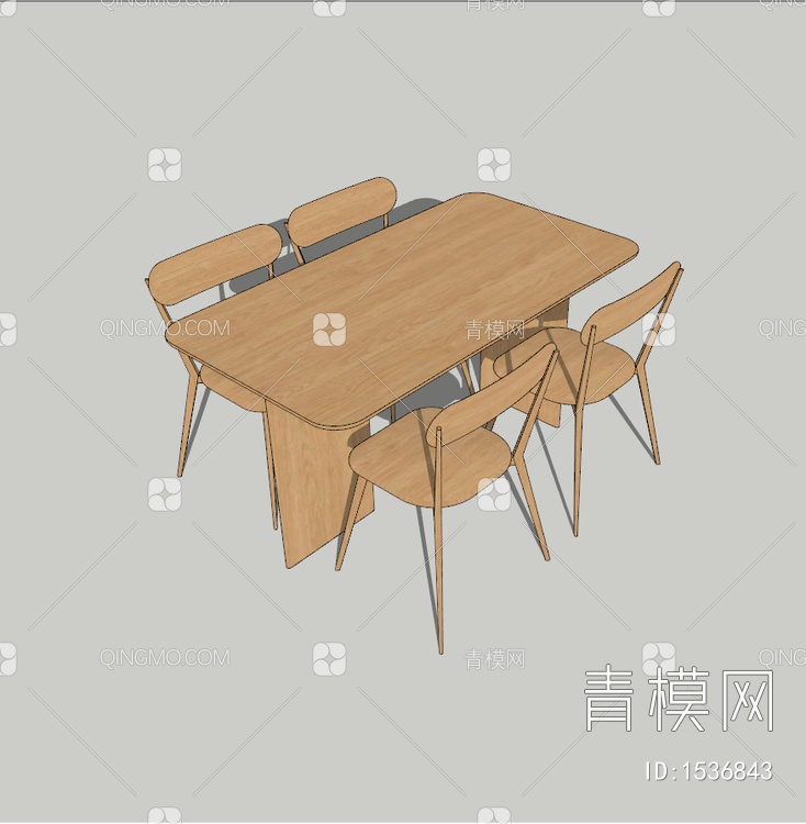 木制餐桌椅 办公桌  书桌SU模型下载【ID:1536843】