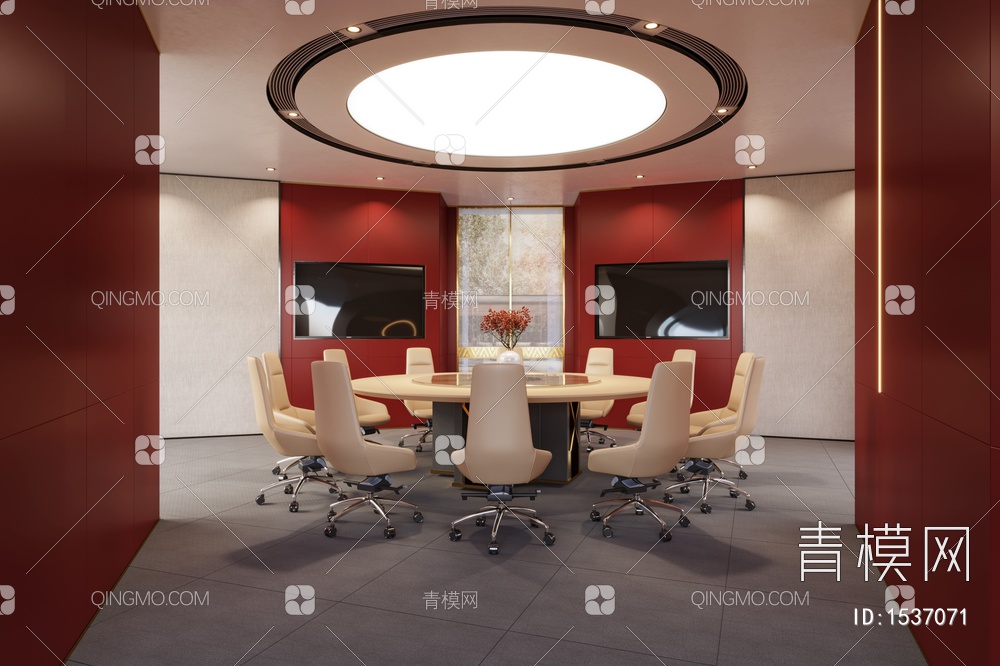 ，会议室，圆桌，面谈室3D模型下载【ID:1537071】