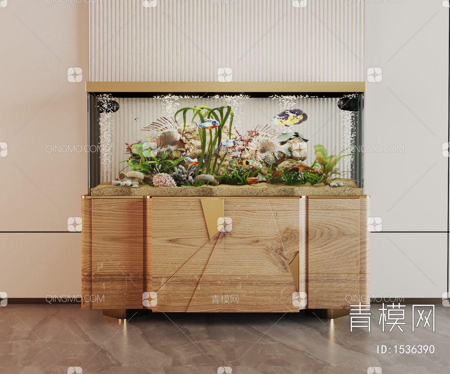 玻璃鱼缸，水族箱，展示柜，边柜3D模型下载【ID:1536390】