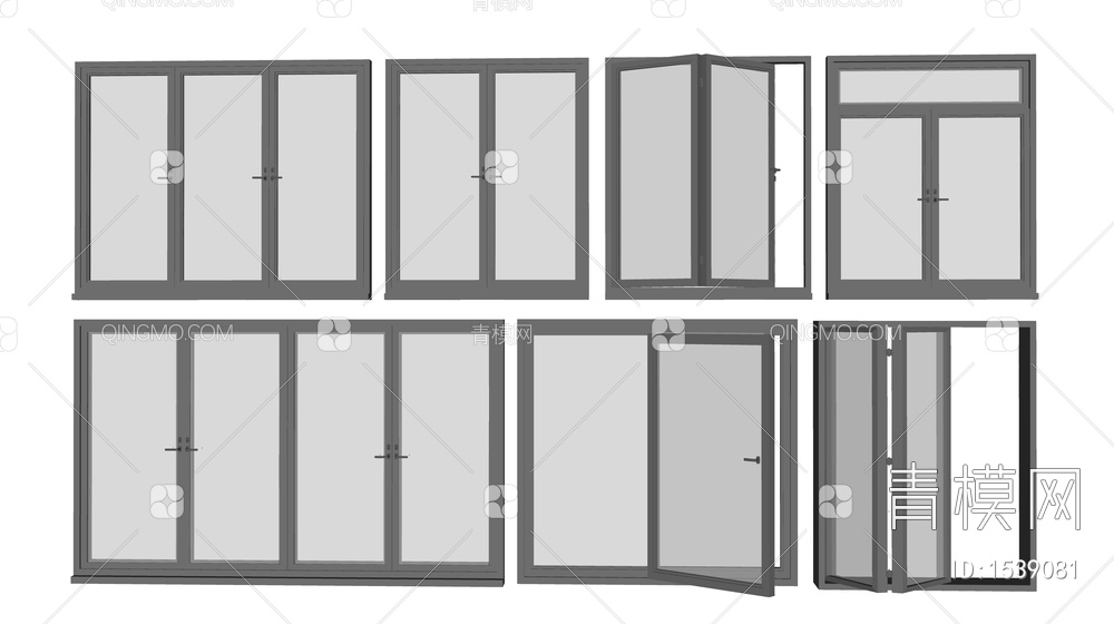 玻璃窗 窗户组合 落地窗 平开窗 阳台窗户 推拉窗SU模型下载【ID:1539081】