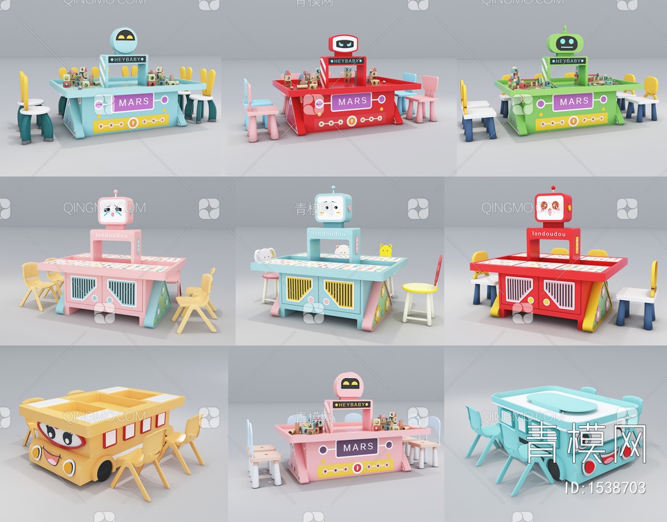 儿童手工桌 玩具桌3D模型下载【ID:1538703】