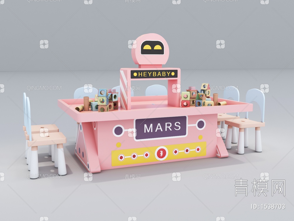 儿童手工桌 玩具桌3D模型下载【ID:1538703】