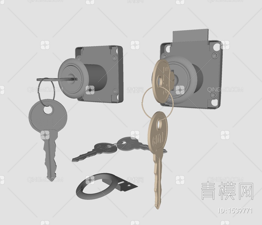 家具五金配件 抽屉锁具 钥匙SU模型下载【ID:1539771】