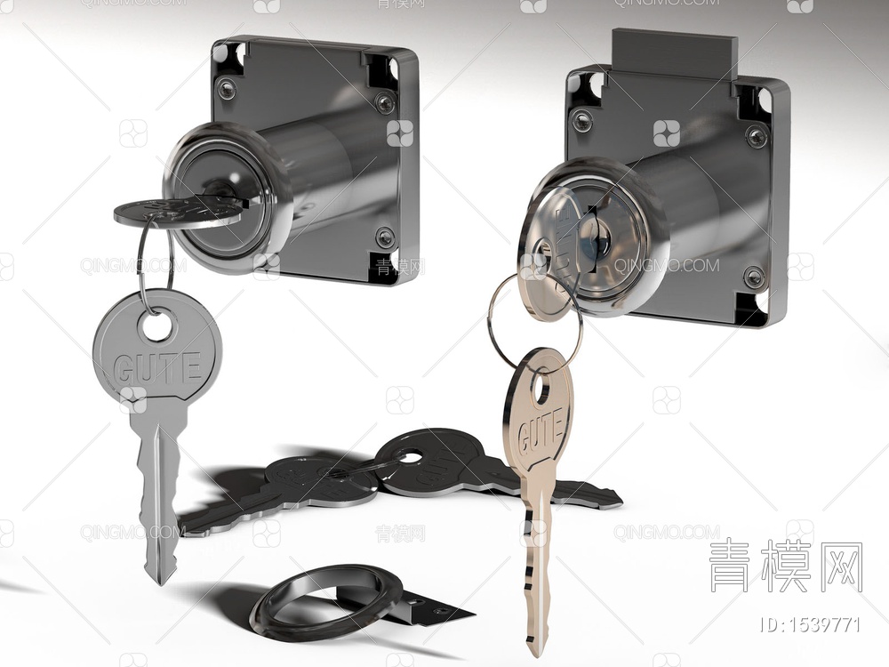 家具五金配件 抽屉锁具 钥匙SU模型下载【ID:1539771】