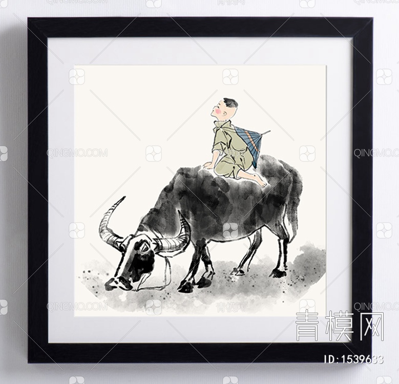 骑牛牧童装饰画 挂画 贴图下载【ID:1539633】