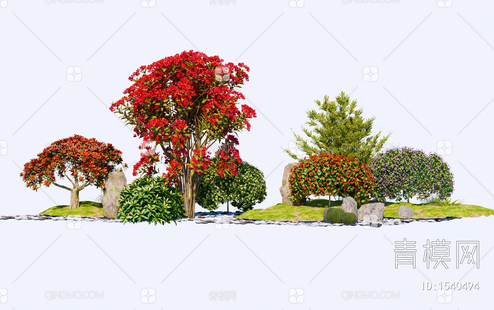 景观植物灌木花丛花卉组合4SU模型下载【ID:1540494】