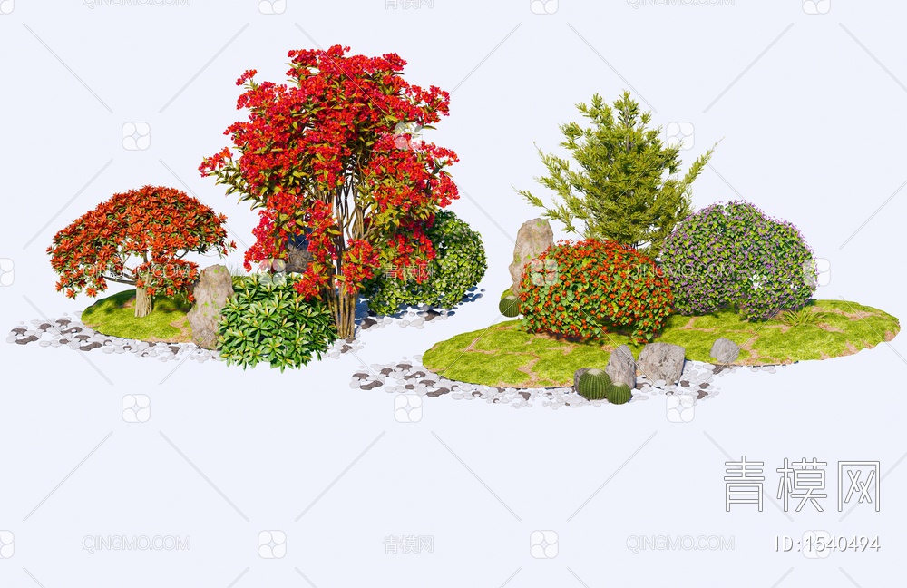 景观植物灌木花丛花卉组合4SU模型下载【ID:1540494】