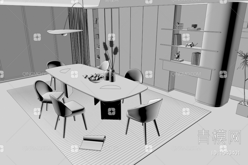 餐桌椅3D模型下载【ID:1540401】