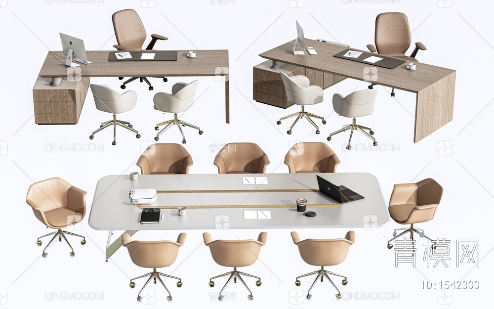 办公桌椅 办公家具 会议桌椅SU模型下载【ID:1542300】