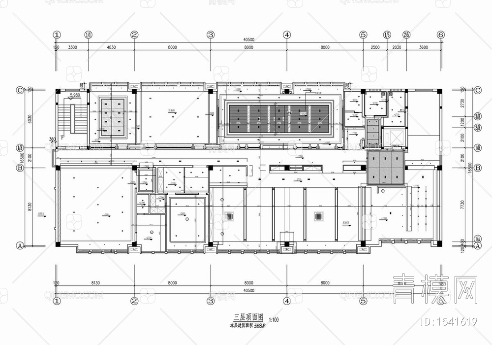 650㎡办公室室内施工图+效果图 办公室 办公空间 会议室【ID:1541619】