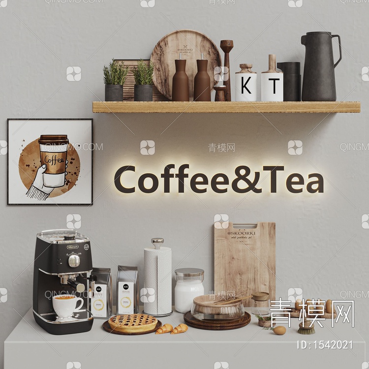 咖啡摆件 咖啡机 餐具3D模型下载【ID:1542021】