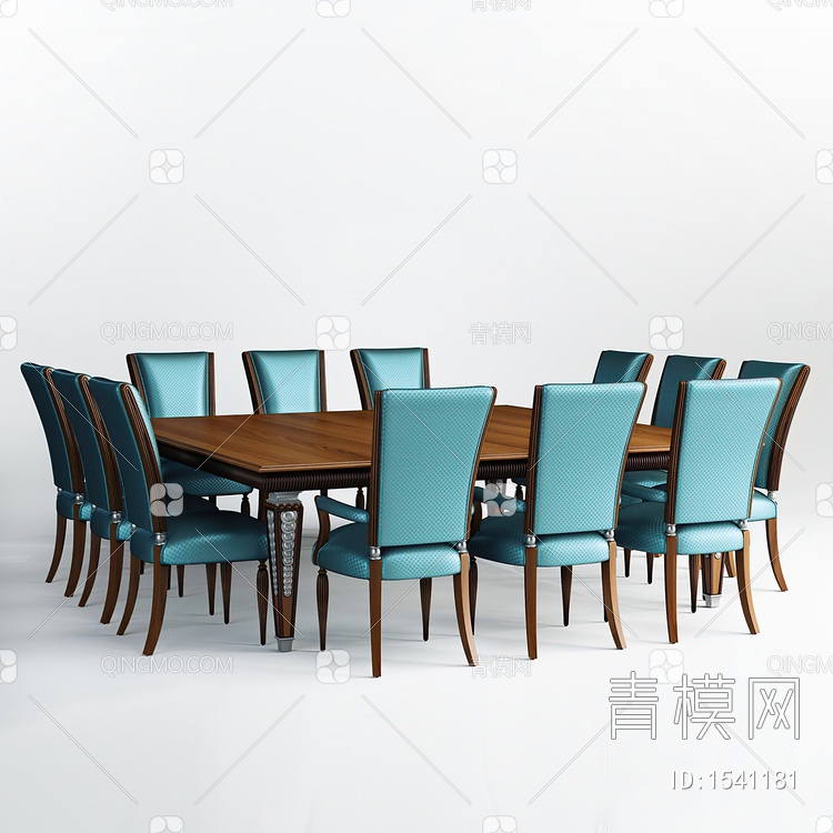 复古餐桌椅组合3D模型下载【ID:1541181】