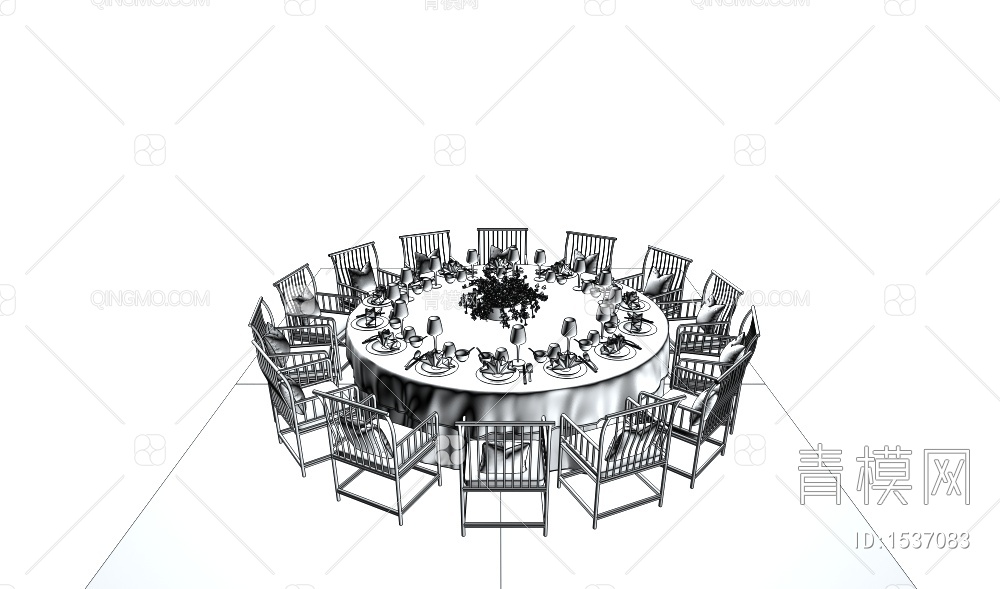 餐桌组合3D模型下载【ID:1537083】