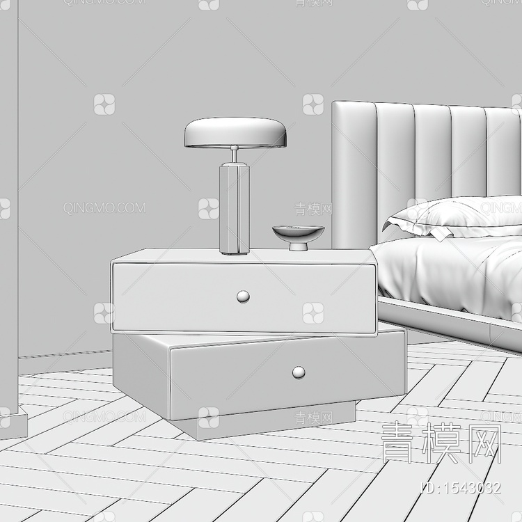床头柜 柜子3D模型下载【ID:1543032】