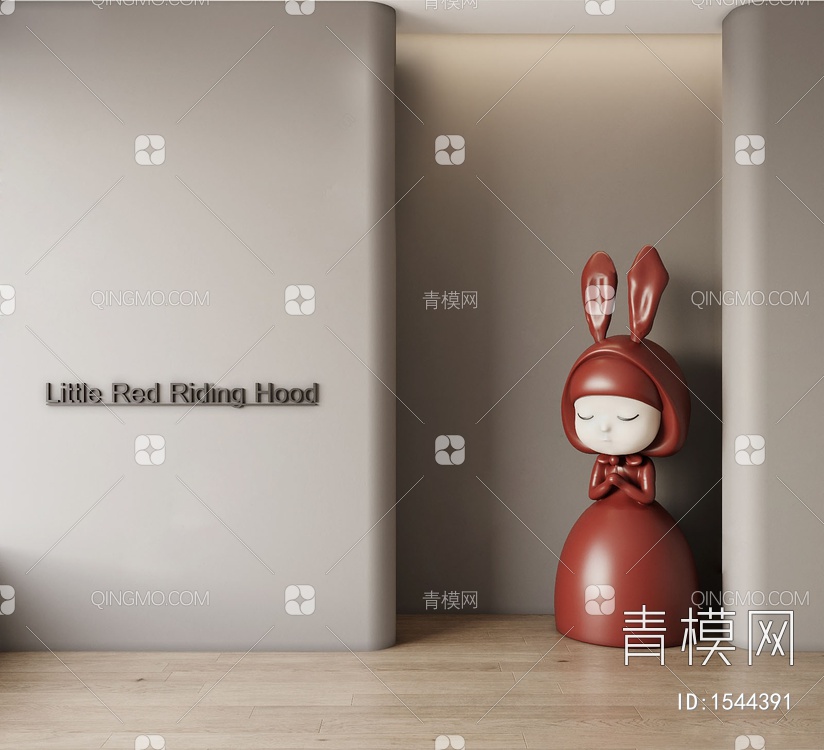 兔子小红帽雕塑摆件SU模型下载【ID:1544391】