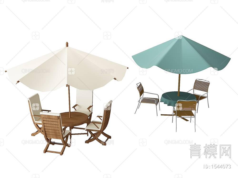 户外桌椅遮阳伞3D模型下载【ID:1544073】